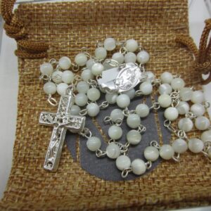 Rosario de Nácar 6mm - Plata de Ley